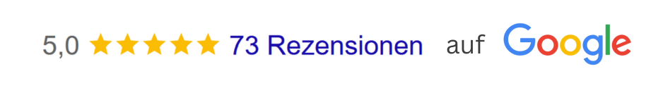 Google Bewertungen Stand Ende März 2026: 73 mal 5-Sterne