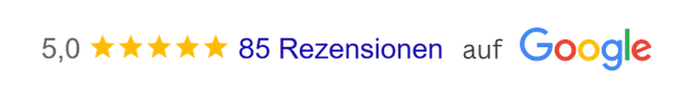 Google Bewertungen Stand September 2026: 85 mal 5-Sterne